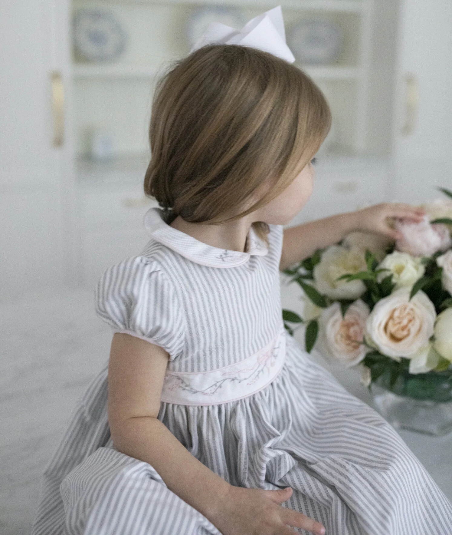 Handmade bow embroidered dress