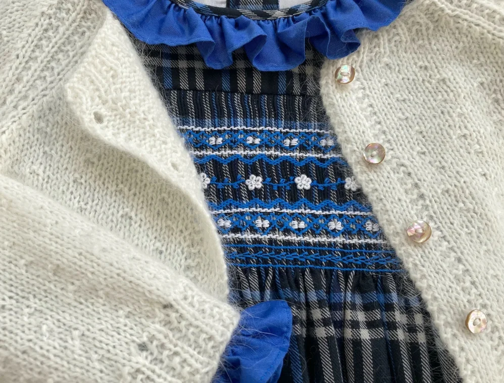 tricot fait main pour enfant, laine mérino et angora, gilet fabrication française