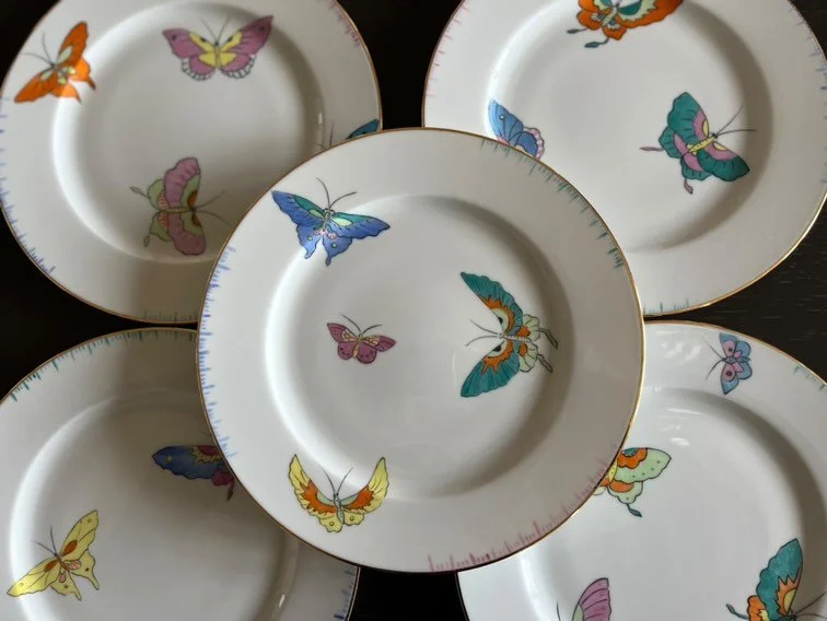   French hand painted porcelain tableware beautiful authentic made in Paris gift to bring back from Paris  