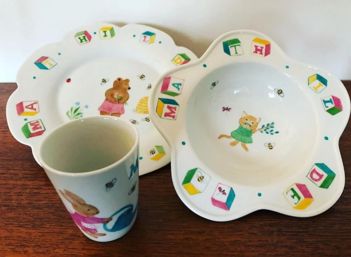 Porcelaine peinte main - cadeau personnalisé pour enfants