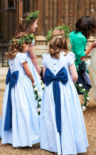 Special order of handmade smocked dresses for the wedding of Laline Hay