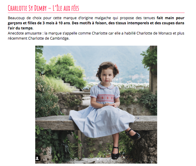 Maman Vogue mentions us in their smocked dress selection