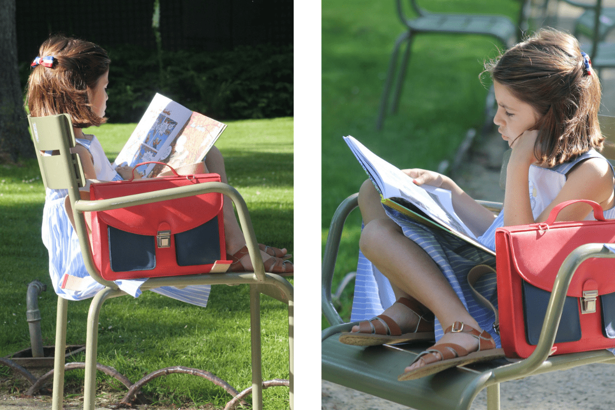 Traditional children's shoes and leather school satchel ready for school, French back to school traditions, classic children's accessories, Paris rentrée