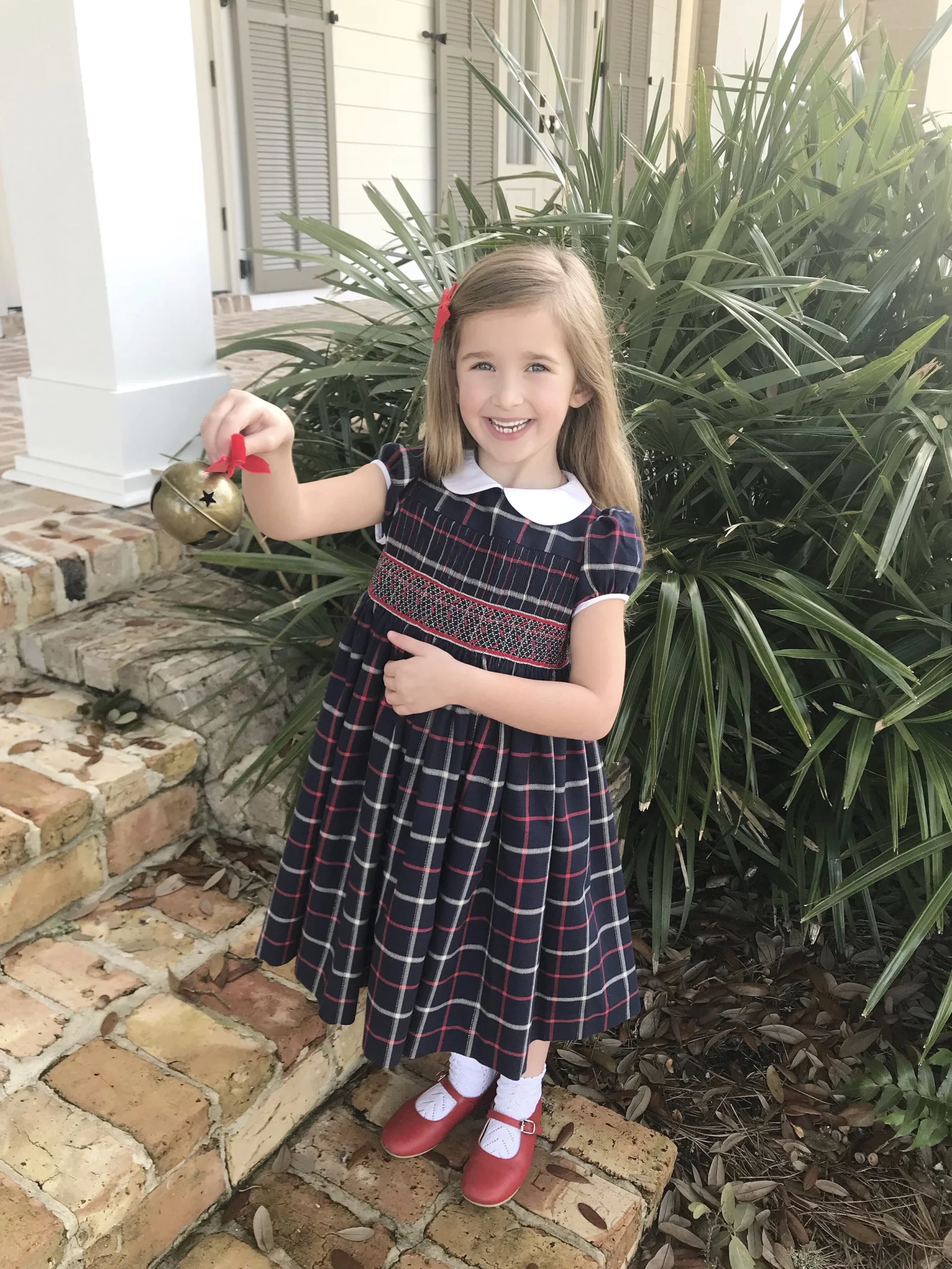 Handmade smocked tartan dress