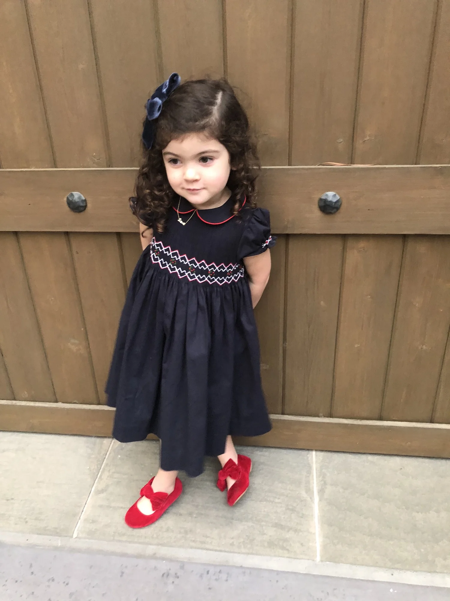 Handmade red smocked dress - children's boutique Paris
