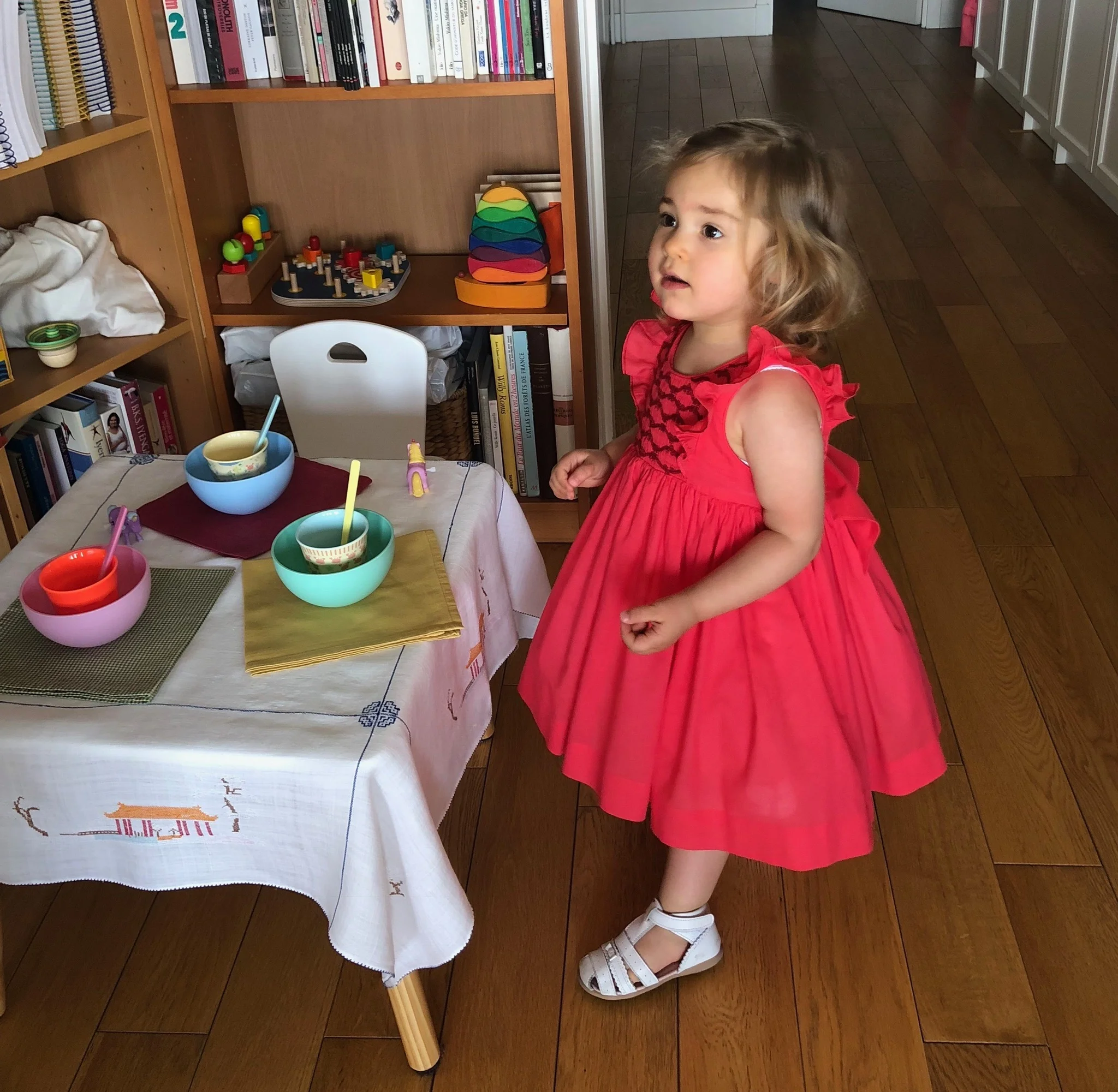 Darling Chiara celebrating her birthday in our red Poppy Netti dress