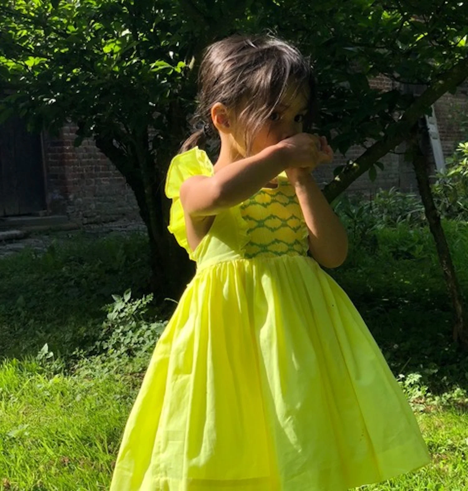 Daffodil yellow Netti smocked dress 