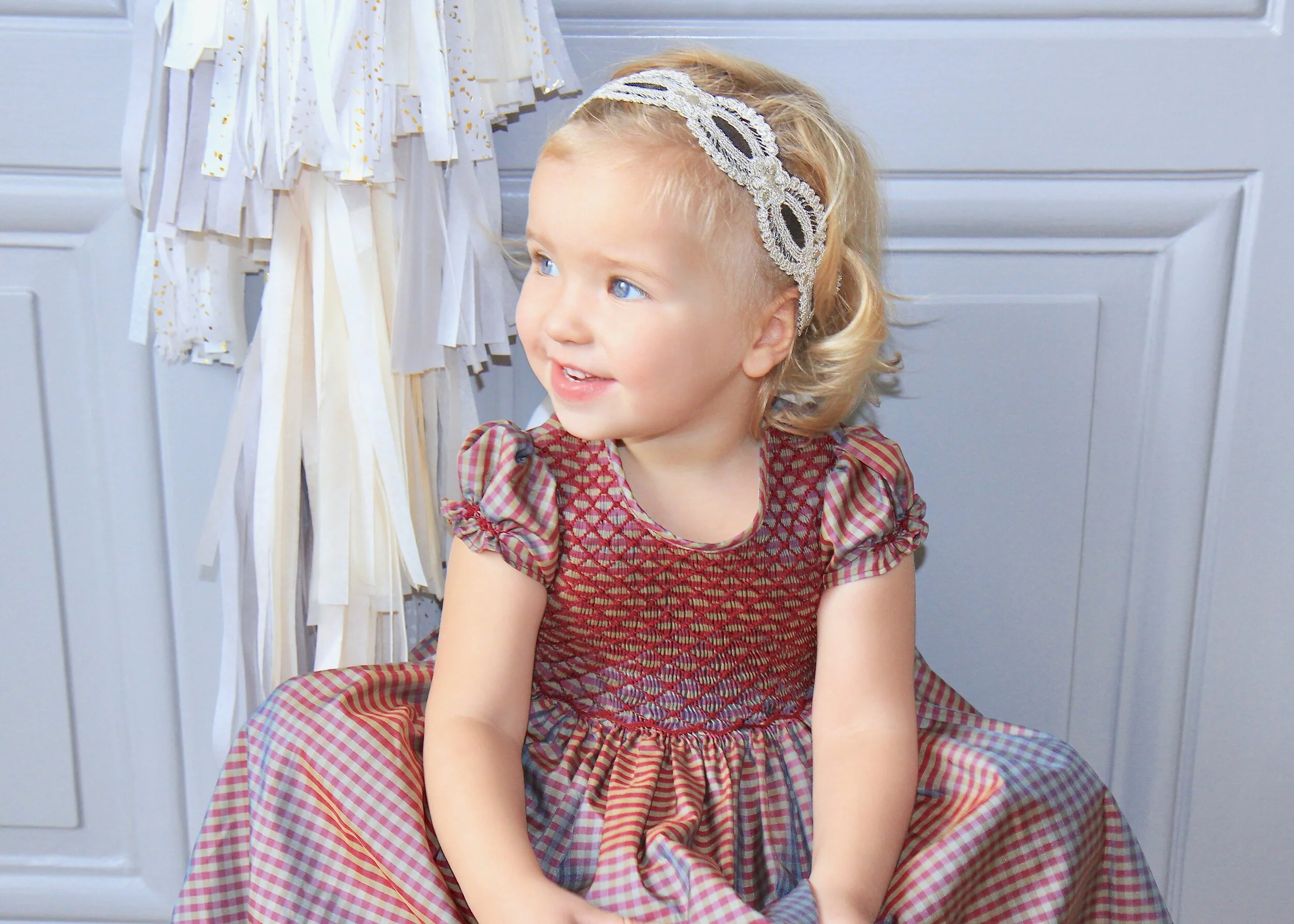 Organza birthday party smocked dress