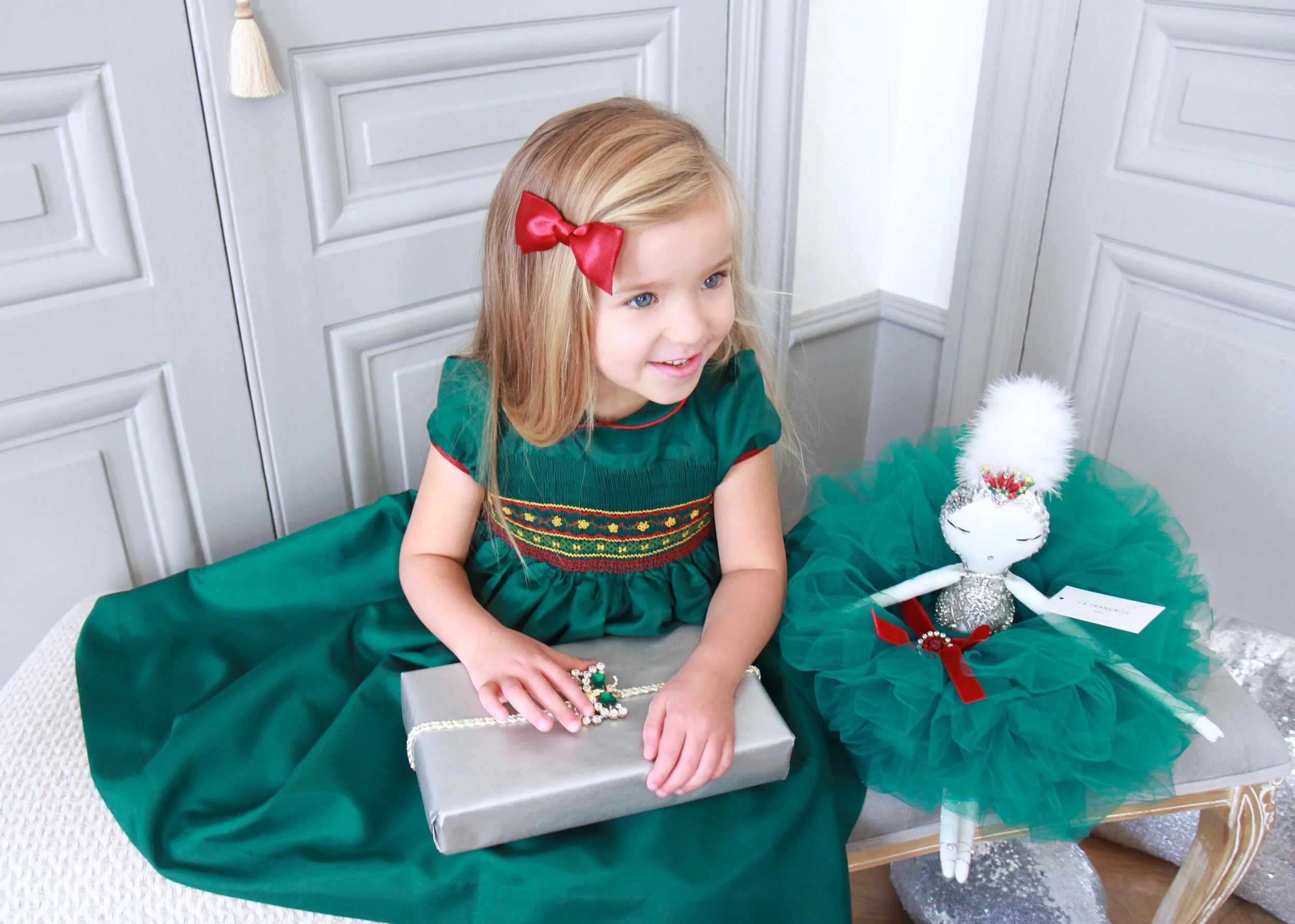 Taffeta party smocked dress