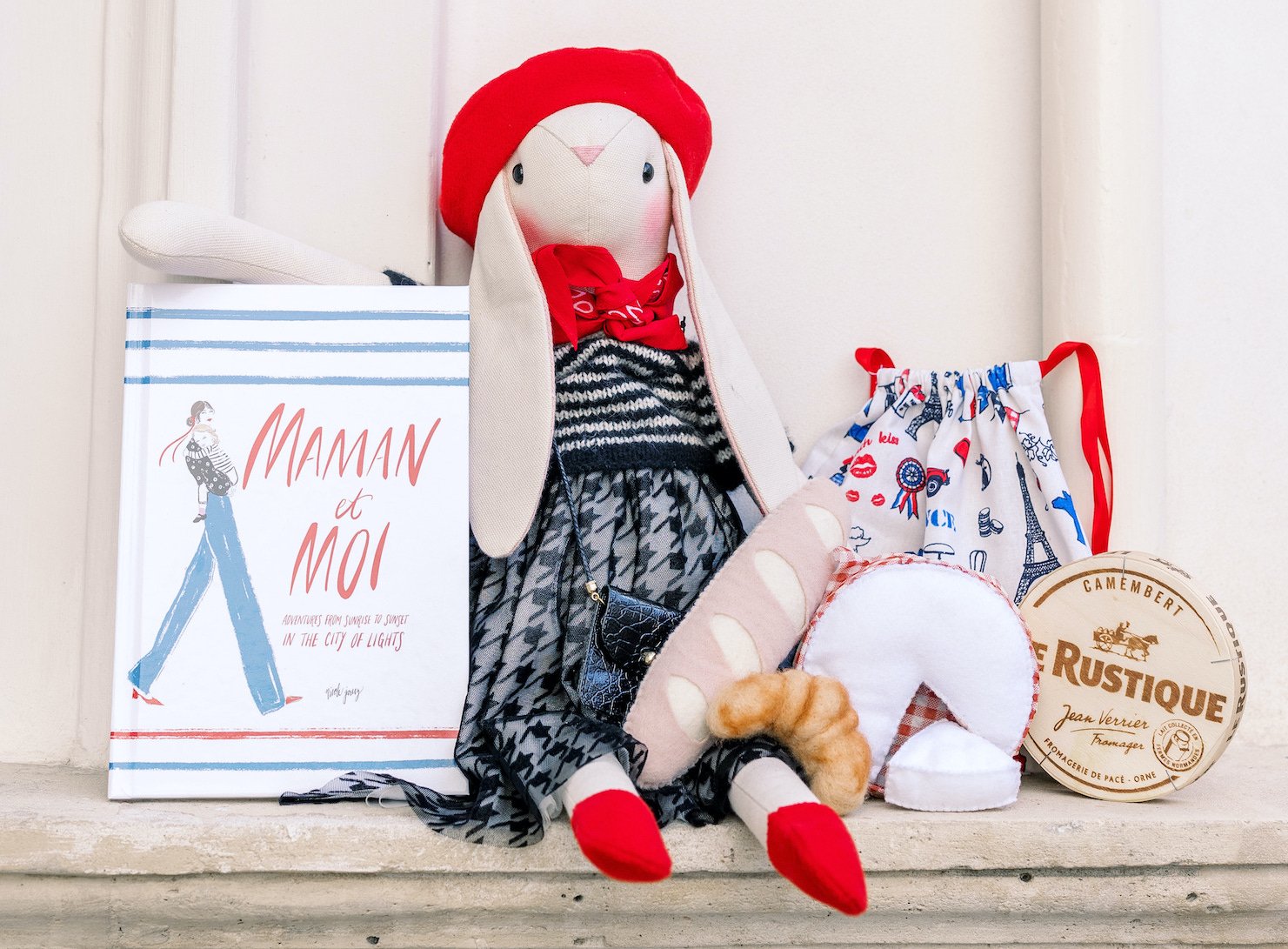 Parisian kit for kids handmade felt croissant baguette camembert