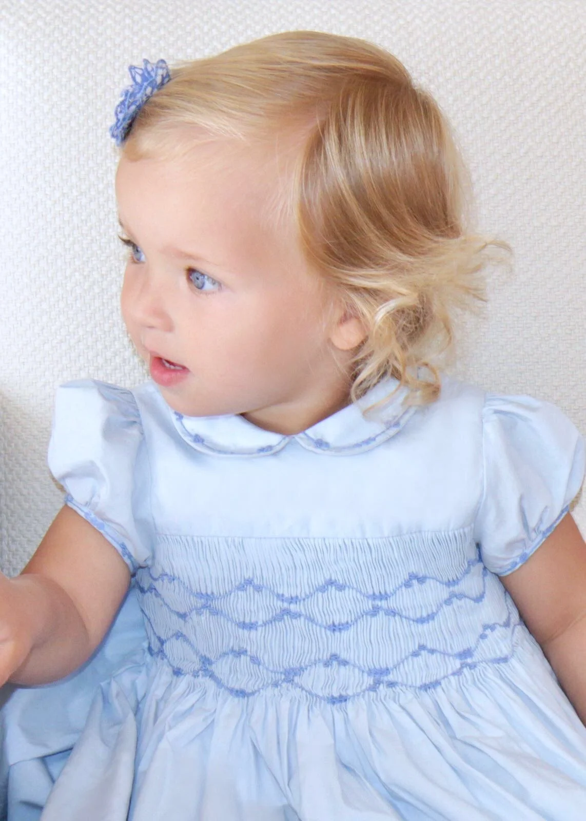 Handmade sky blue Cerise smocked dress