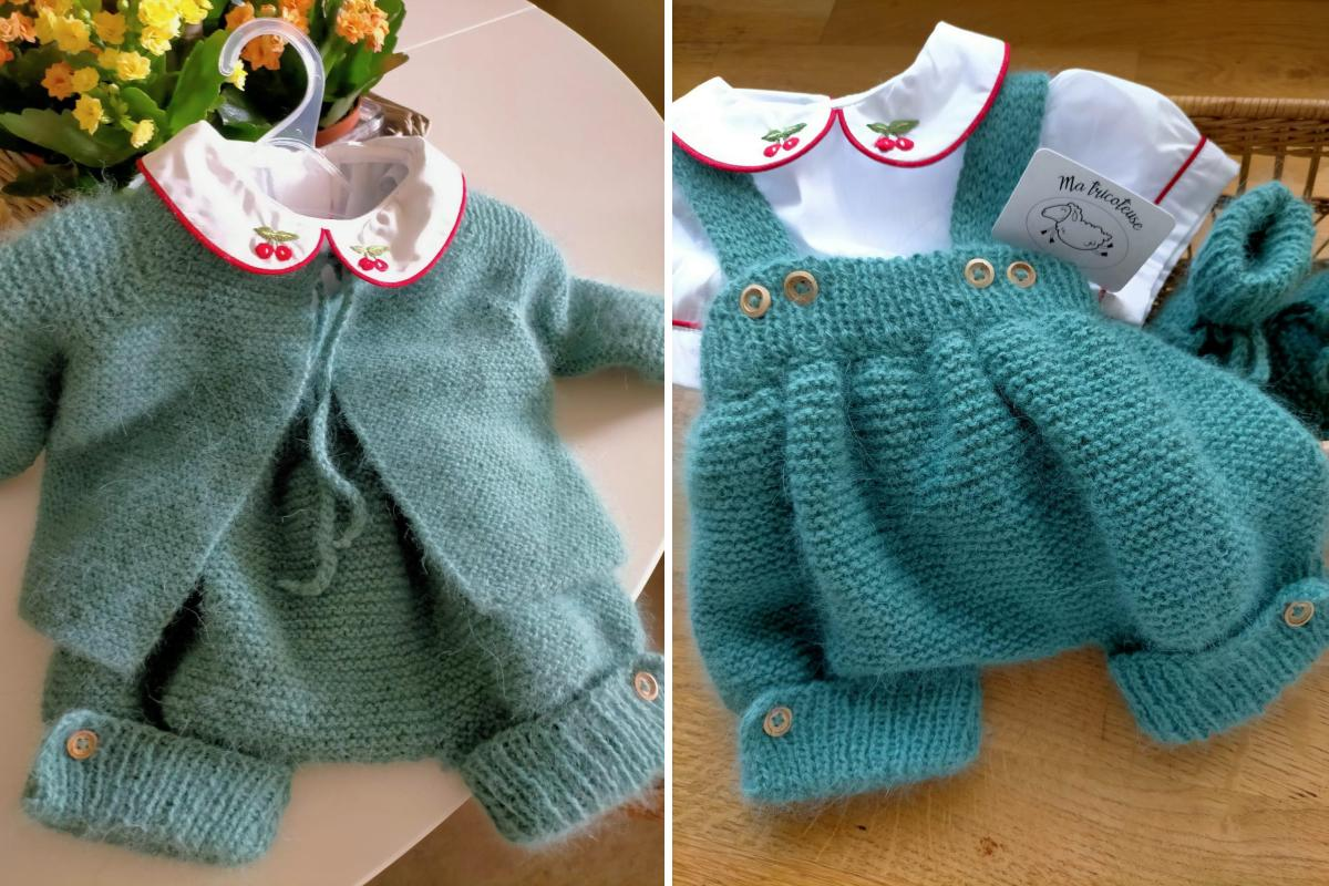 handmade fir greeen baby romper wool winter