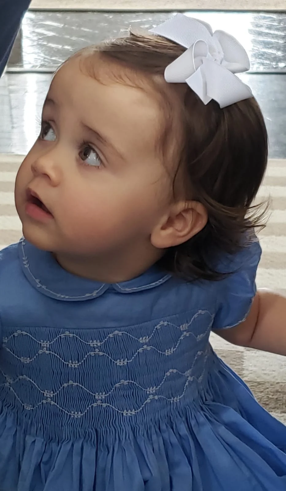 handmade lavender blue smocked dress - birthday party dress